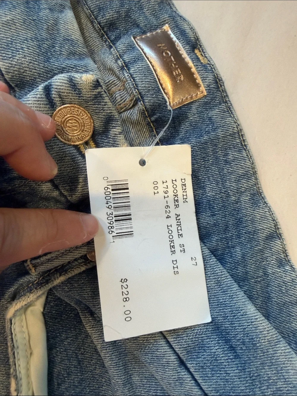 MOTHER Looker Ankle Step Fray Jeans 27 Exposed Secret Sister Distressed NWT